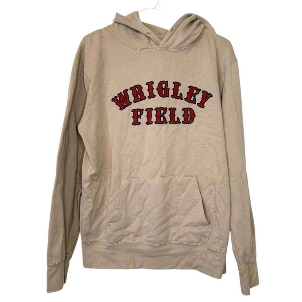 Fundy Resort Wrigley Field Fleece Cotton Blend Pullover Hoodie Beige Medium